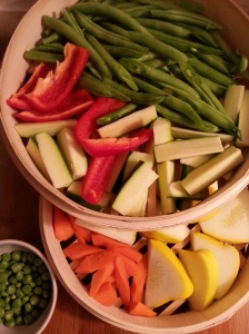 Veggies ready to be steamed.